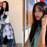 NewJeans members Minji Hanni Haerin Hyein posing together for 4th anniversary updates