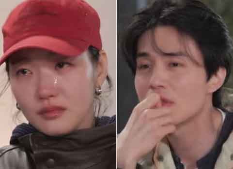 Gong Yoo and Kim Go Eun smiling together during tvN's Goblin 10th anniversary special reunion episode.