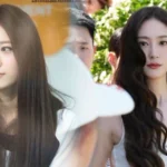 Side-by-side comparison of Krystal Jung at age 19 and age 32 showing her ageless Ice Princess look