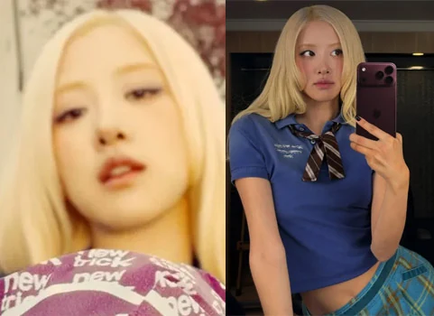 BLACKPINK Rosé taking a selfie with the new iPhone 18 Pro after Apple event