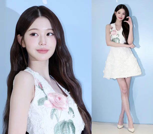 Wonyoung Rocks Same Outfit as Model, Serving a Different Vibe with Her Elegant Visuals and Perfect Proportions IVEs Jang Wonyoung attends a photo event at the Dr. Althea flagship store in Hannam dong 2