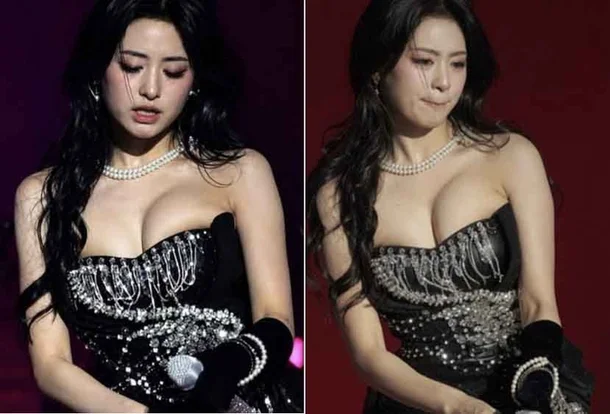 Strapless Tube Top Fails to Protect Ahyeon: Performance Costume Safety Under Scrutiny babymonster ahyeon stage outfit safety concern 1