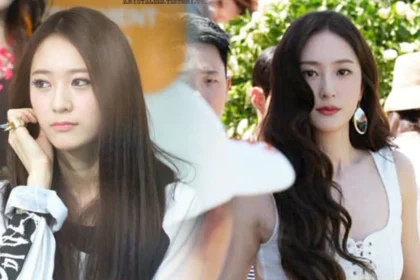 Side-by-side comparison of Krystal Jung at age 19 and age 32 showing her ageless Ice Princess look